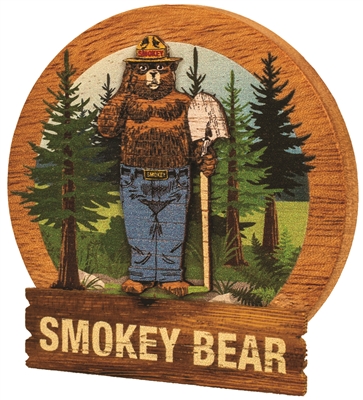Smokey Bear Round Wooden Magnet