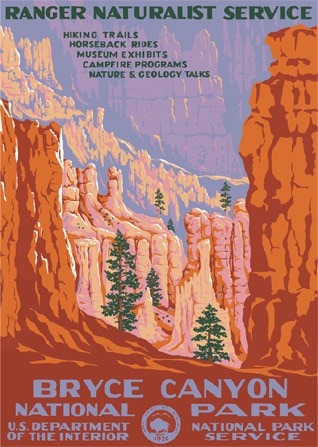 Retro Poster-Bryce Canyon NP PAL-1118 Black Bear With Cub 