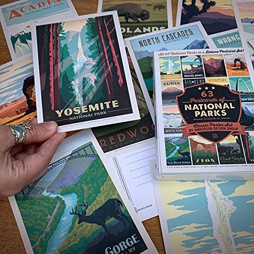 63 Illustrated National Park Postcards