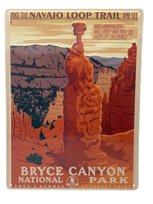 Bryce Canyon Retro Art Tin Postcard