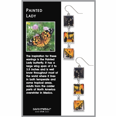 Painted Lady Butterfly Dangle Earrings