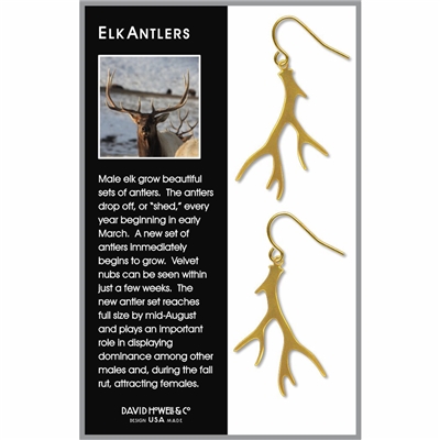 Elk Antlers Gold Tone Earrings
